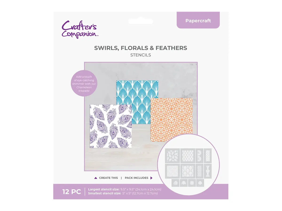 Crafter’S Companion Stencils - Swirls, Florals & Feathers 1