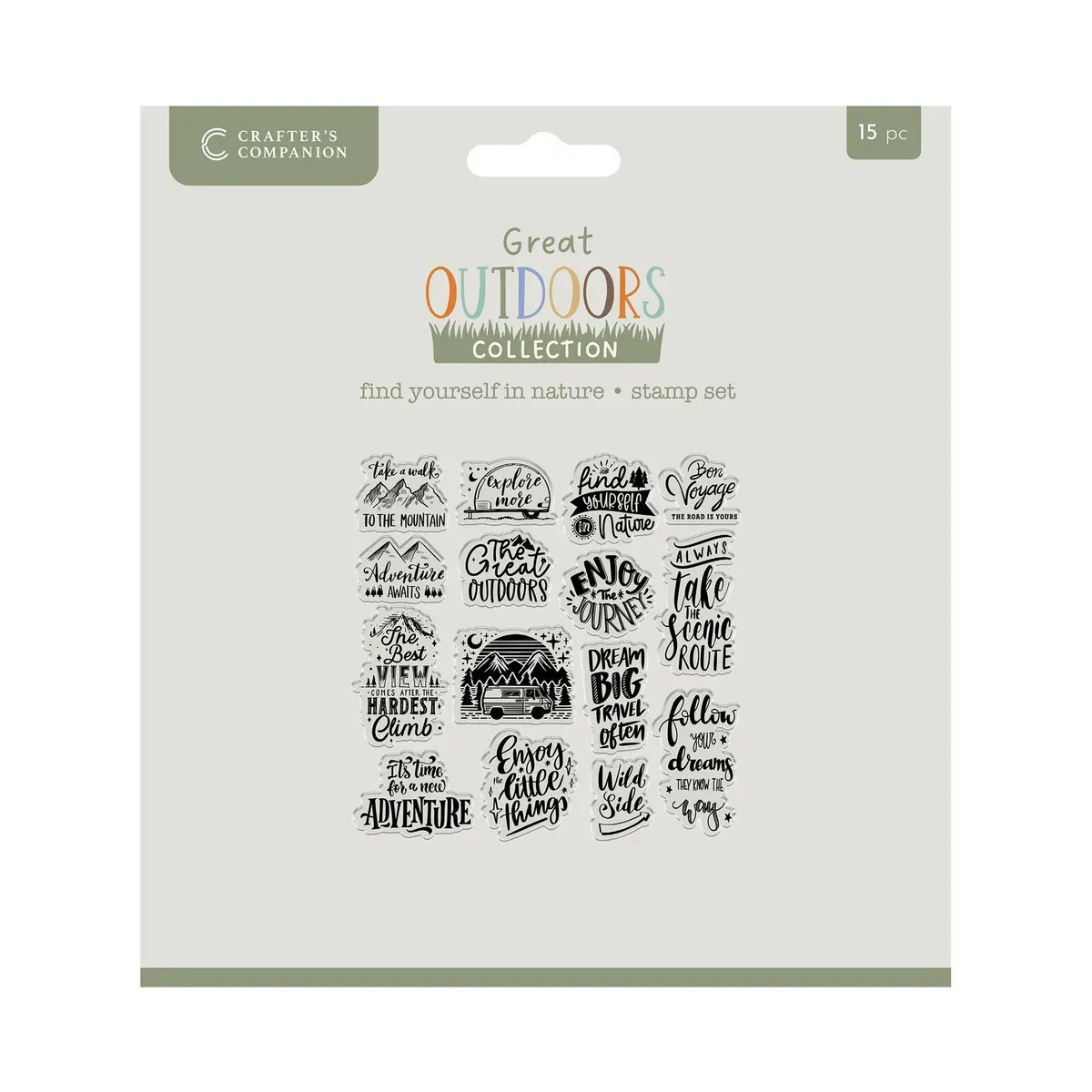 Crafters Companion The Great Outdoors Clear Acrylic Stamp Set - Find Yourself In Nature 1