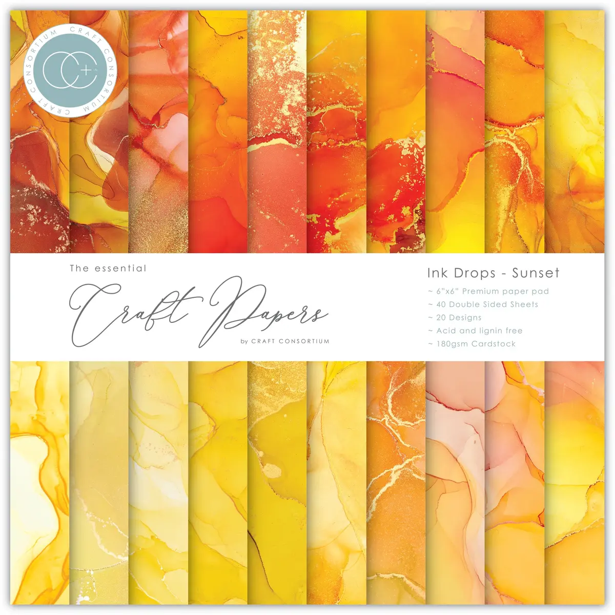 Craft Consortium Ink Drops - Sunset 6X6 Premium Paper Pad 1