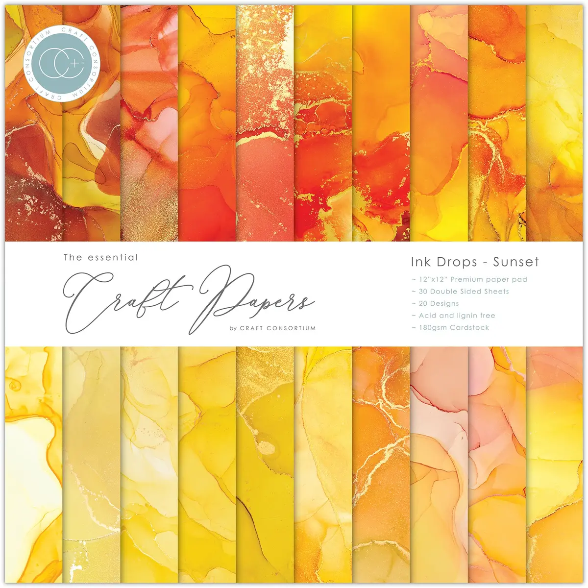 Craft Consortium Ink Drops - Sunset 12X12 Premium Paper Pad 1