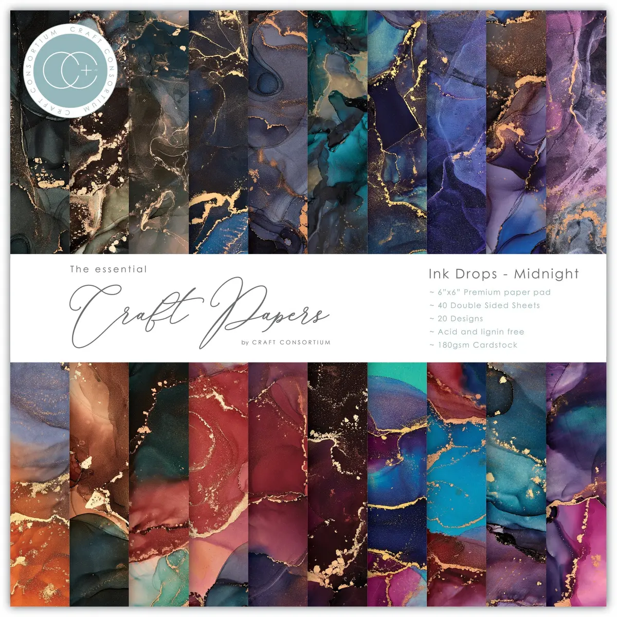 Craft Consortium - Ink Drops - Midnight - 6X6 1