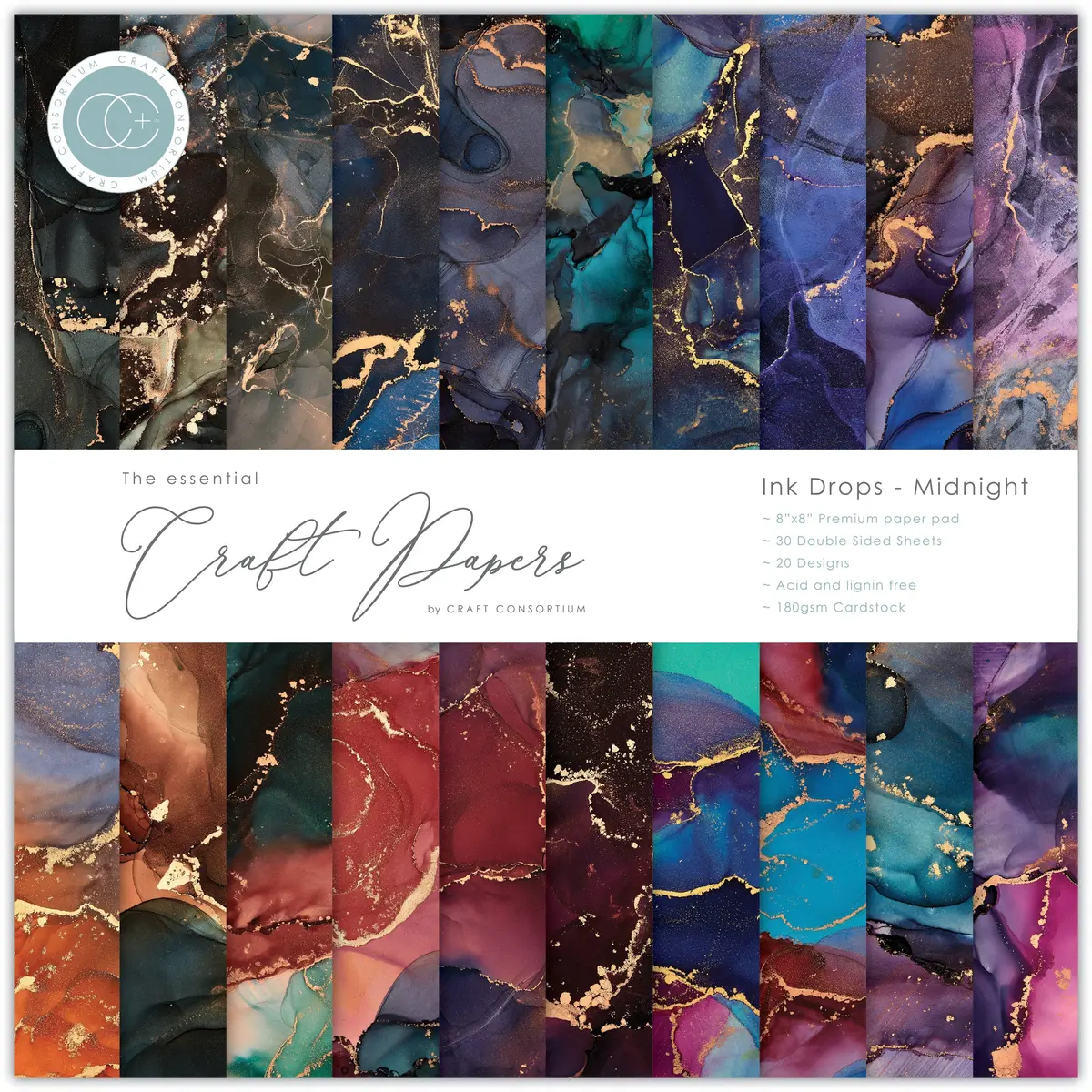 Craft Consortium - Ink Drops - Midnight - 8X8 1
