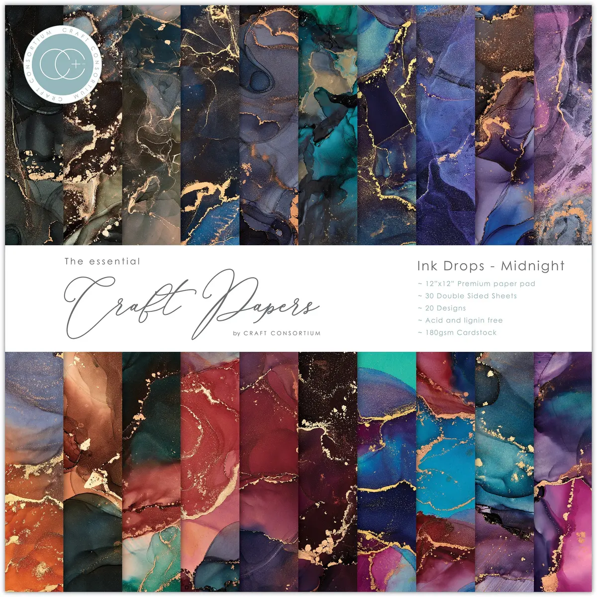 Craft Consortium - Ink Drops - Midnight - 12X12 1