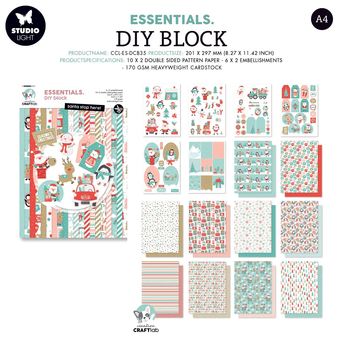 Ccl Diy Block Santa Stop Here Essentials 297X210x9mm 32 Sh Nr.35 2
