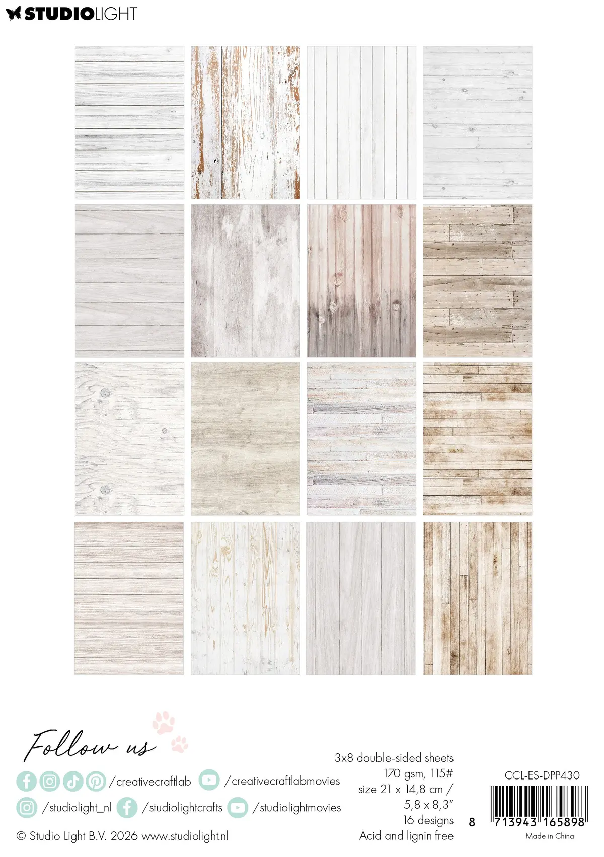 Ccl Design Paper Pad White Wood Essentials 24 Sheets 2