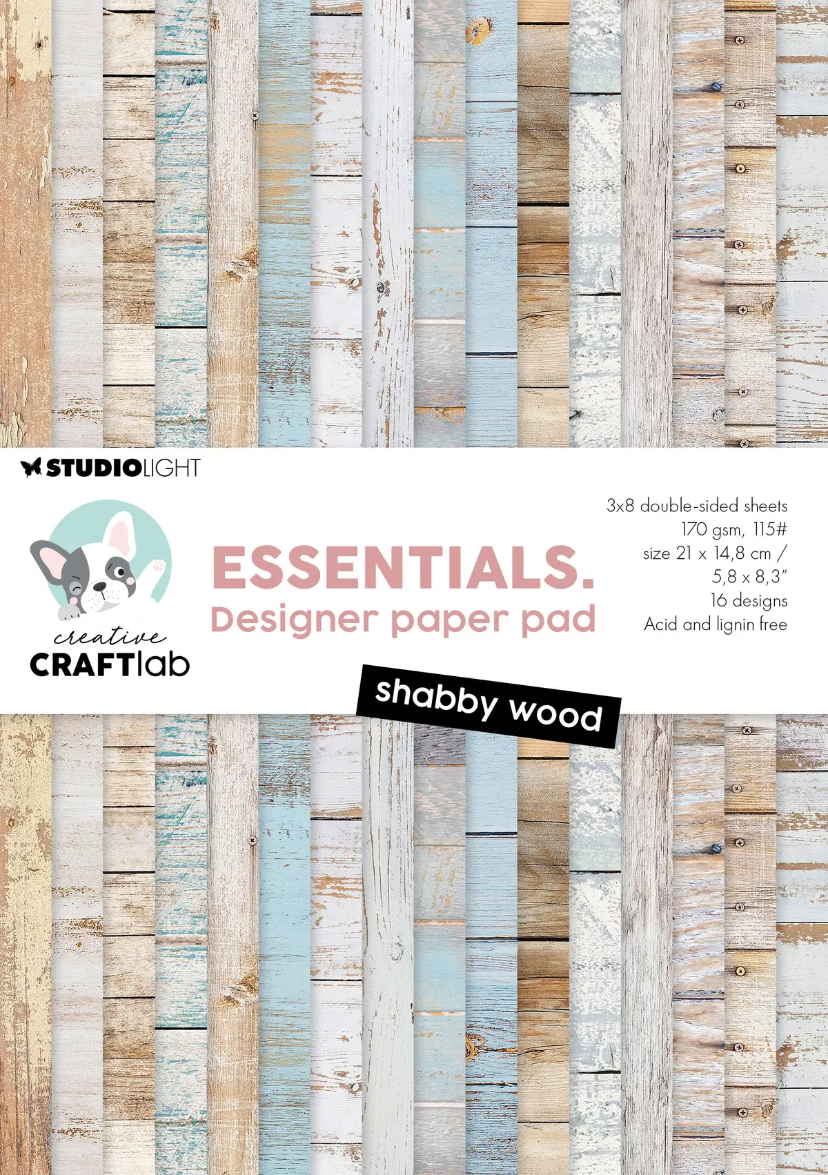 Ccl Design Paper Pad Shabby Wood Essentials 24 Sheets 1