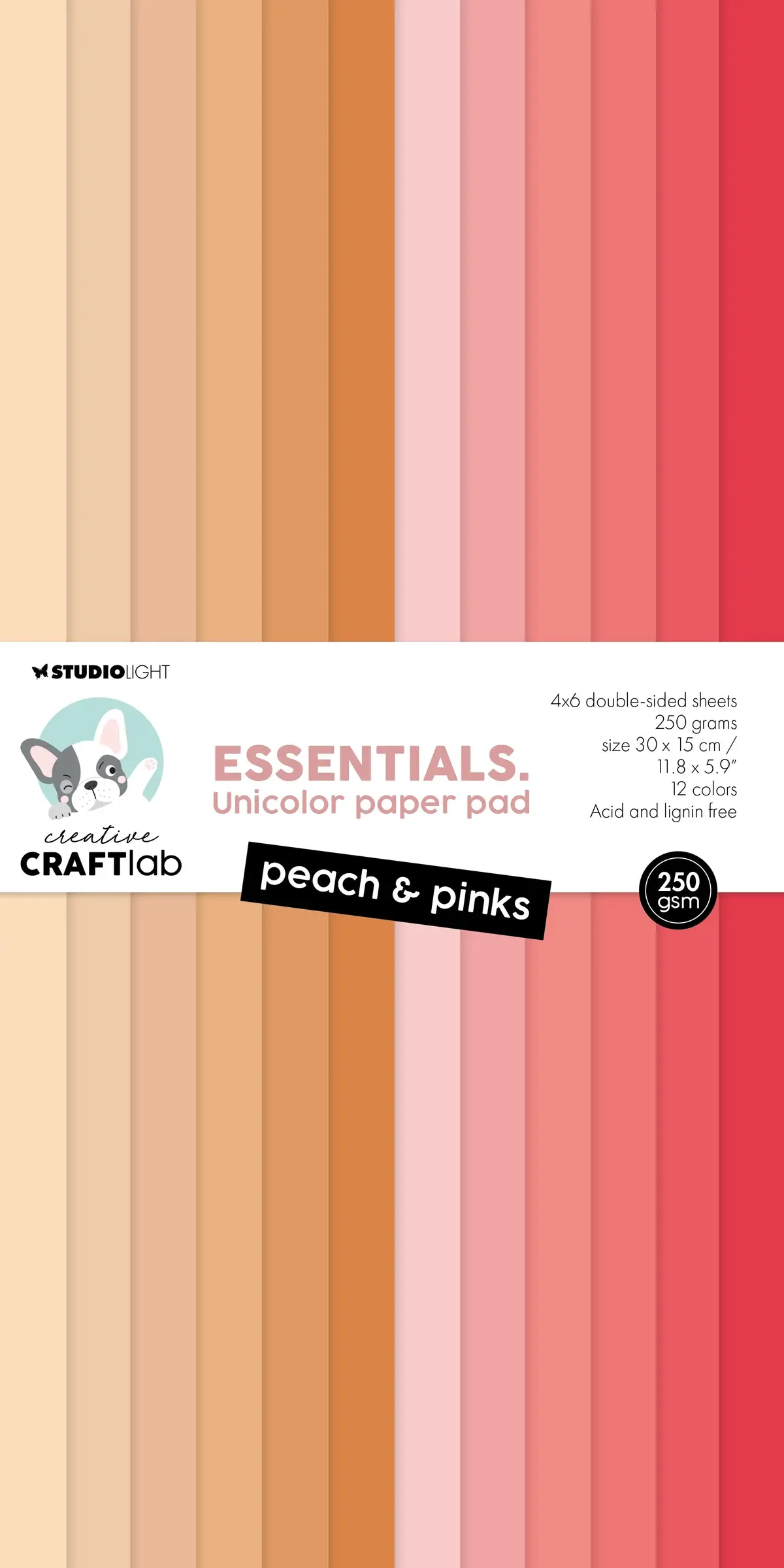 Ccl Unicolor Paper Pad Peach & Pinks Essentials 24 Sh 1