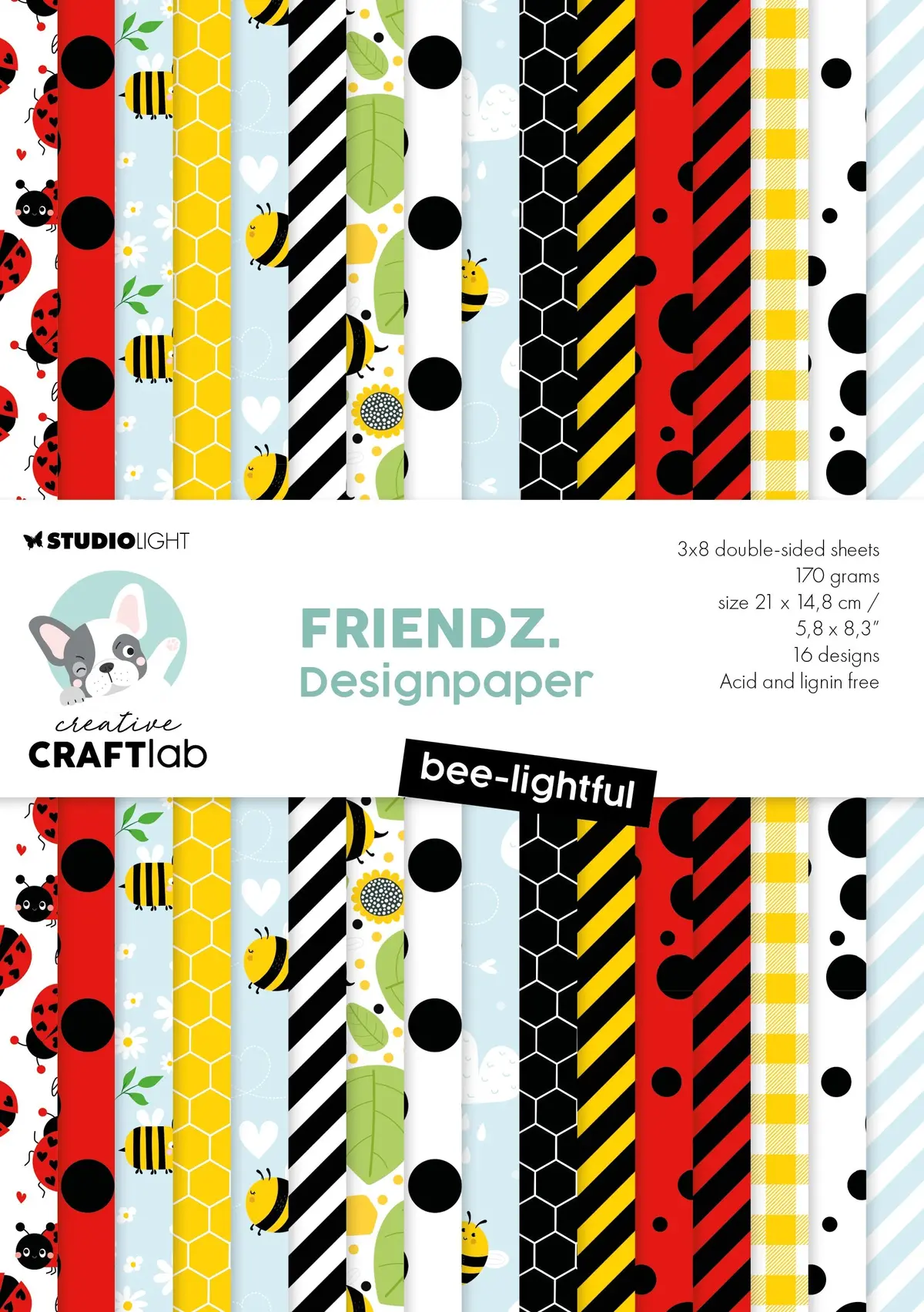 Ccl Designer Paper Pad Bee-Lightful Friendz 24 Sheets 1