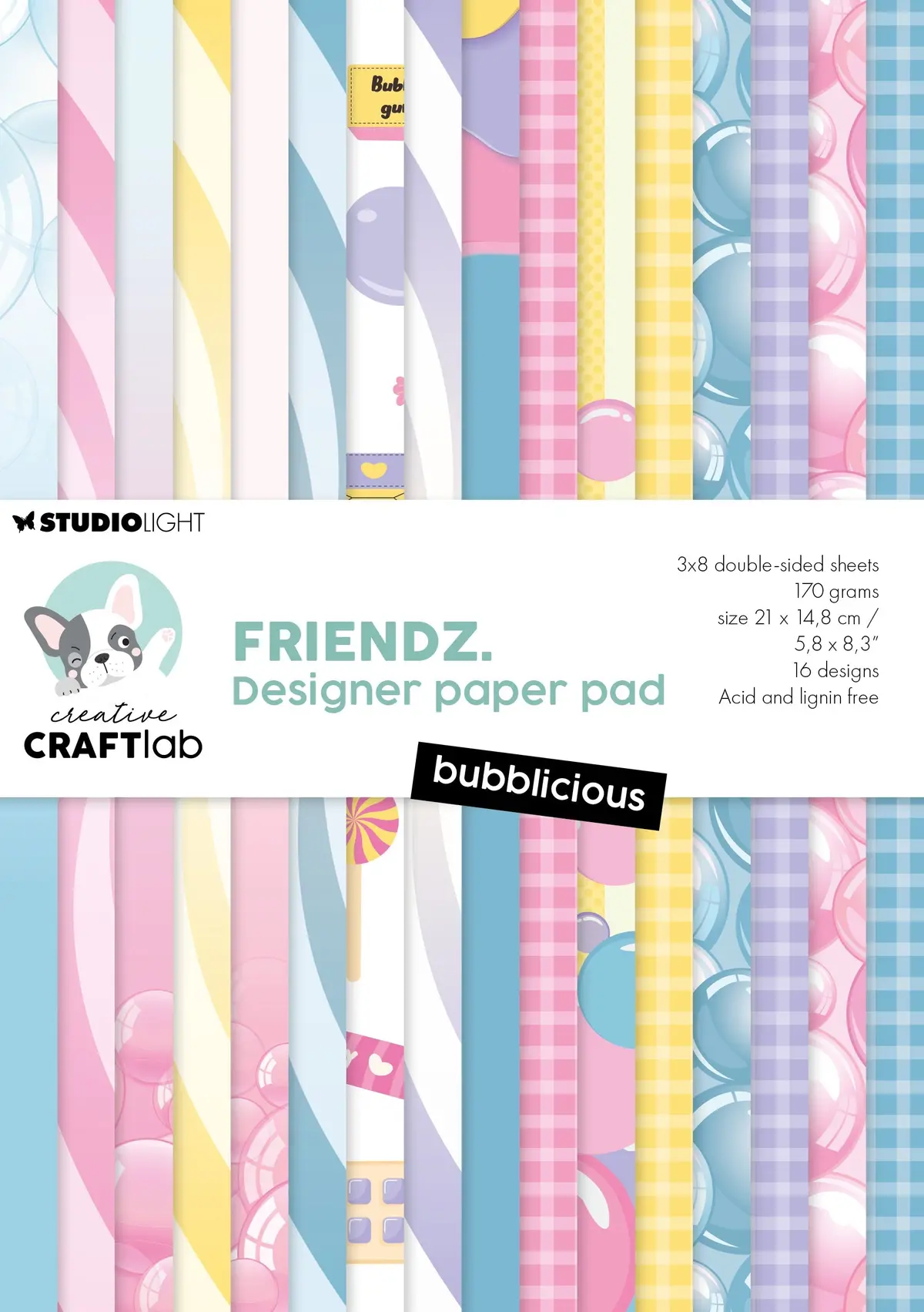 Ccl Designer Paper Pad Bubblicious Friendz 24 Sheets 1