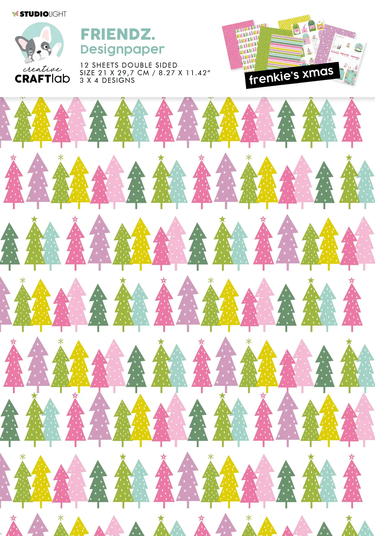 Ccl Paper Assortment Set Frenkie's Xmas Friendz 210X297x3mm 12 Sh Nr.16 1