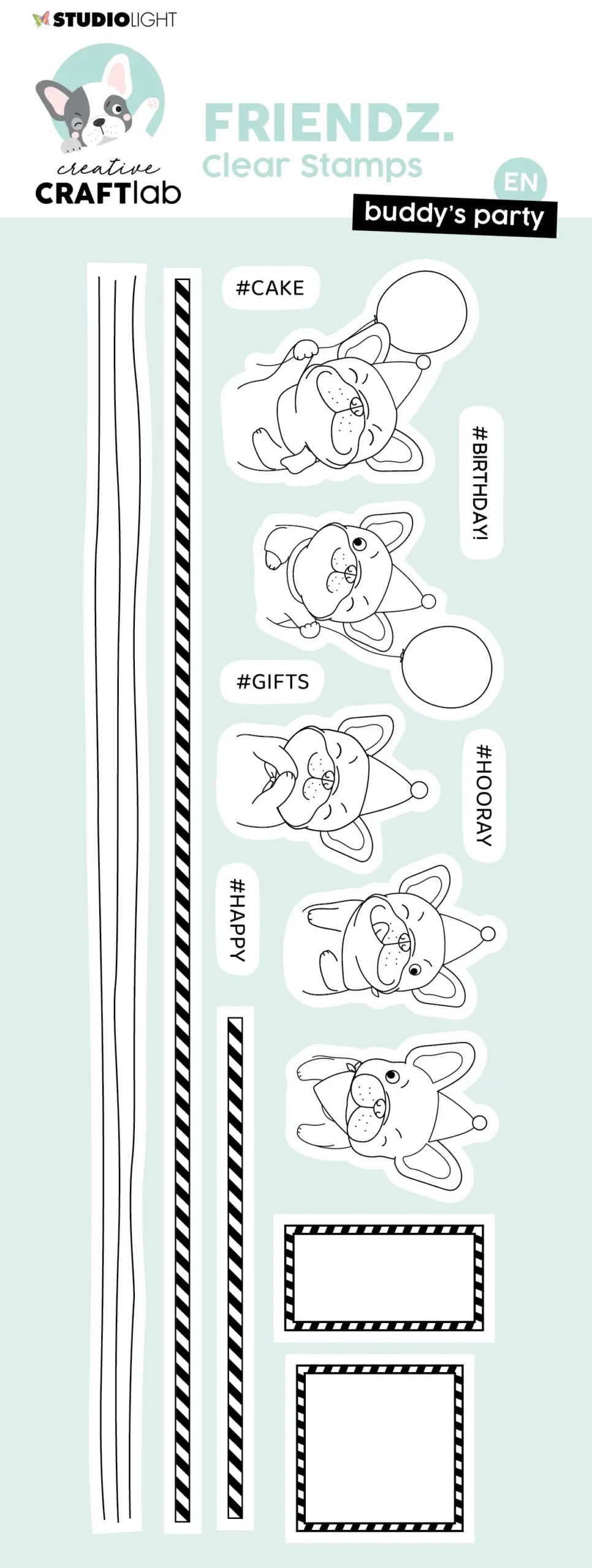 Ccl Clear Stamp Buddy's Party Friendz 225X80x3mm 15 Pc Nr.348 1