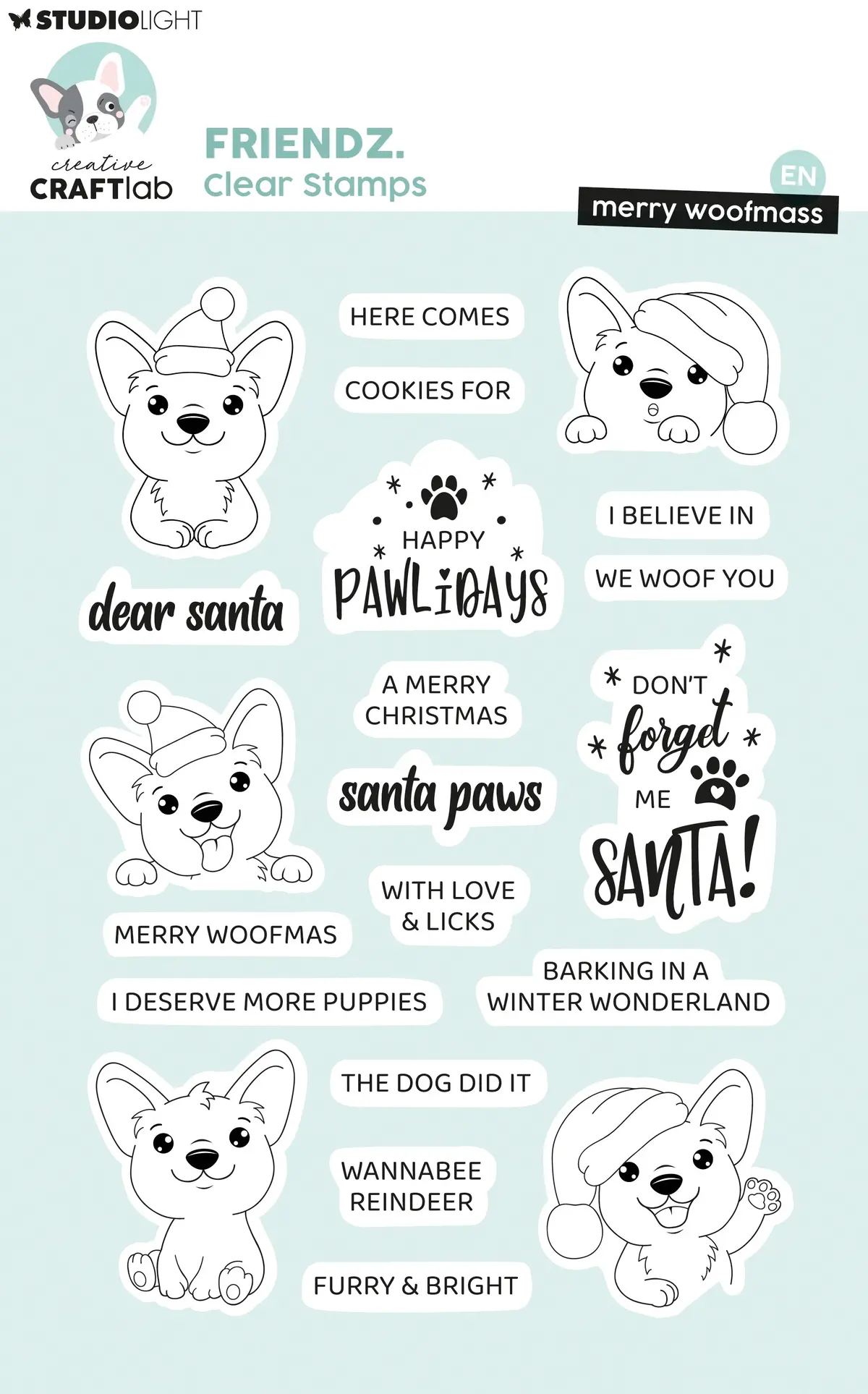 Ccl Clear Stamps Merry Woofmass Friendz 21 Pieces 1