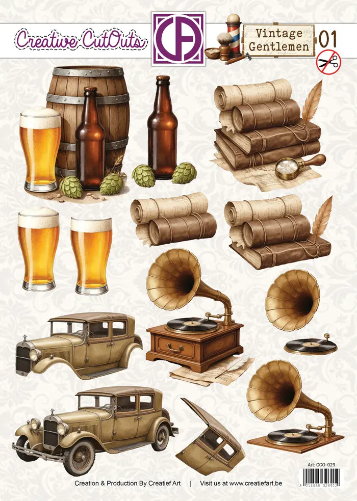 Creatief Art - 3D Die-Cut Sheet - Vintage Gentlemen 01 1