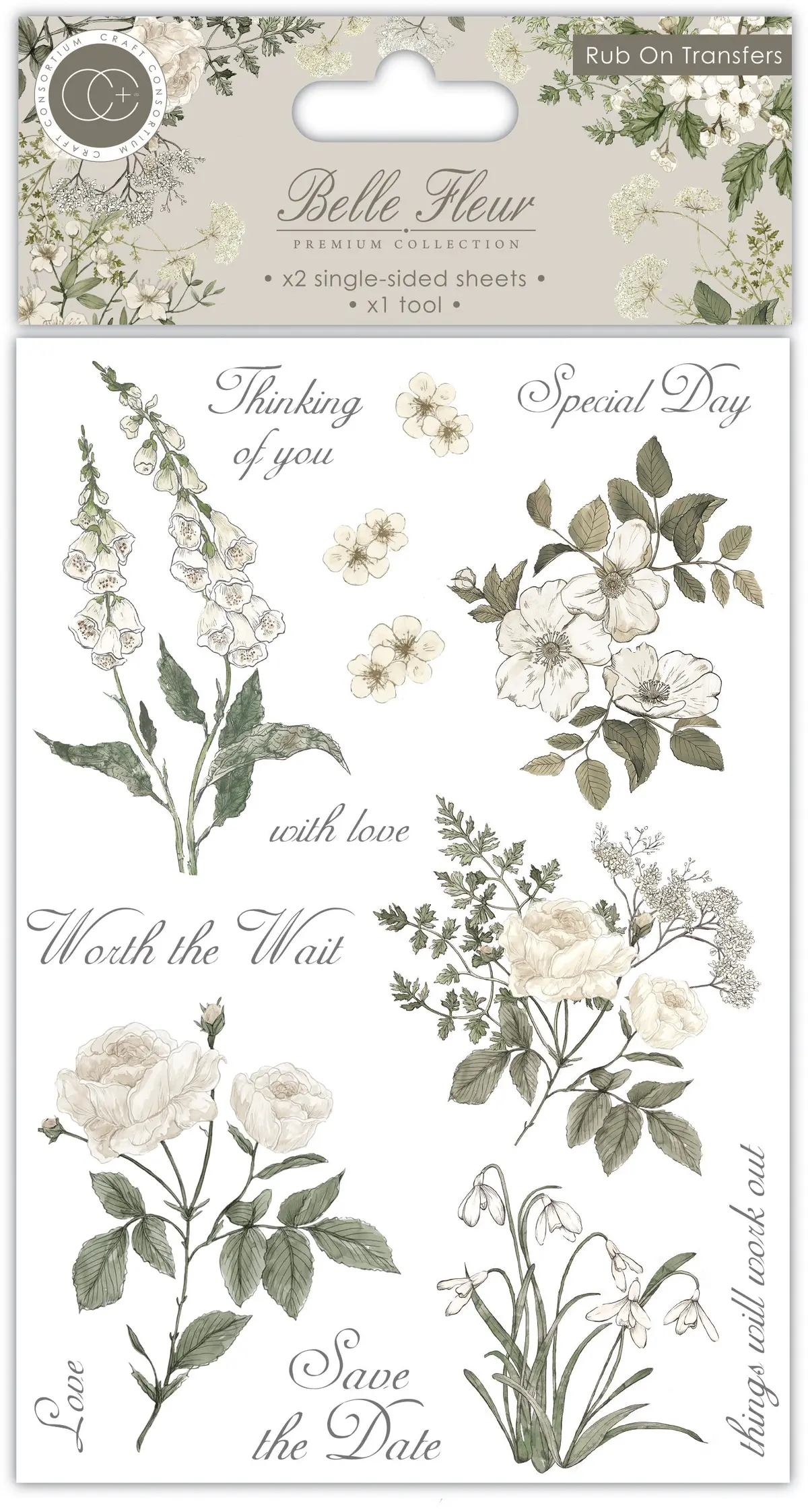 Craft Consortium Belle Fleur - Rub On Transfers 1