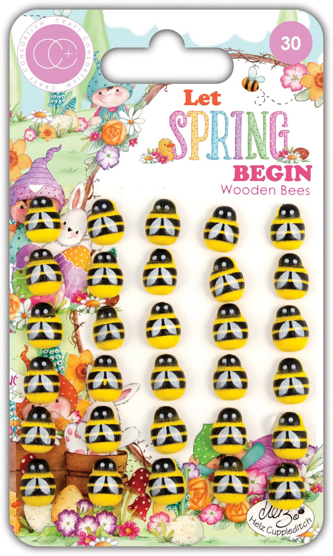 Craft Consortium Let Spring Begin - Adhesive Wooden Bees 1