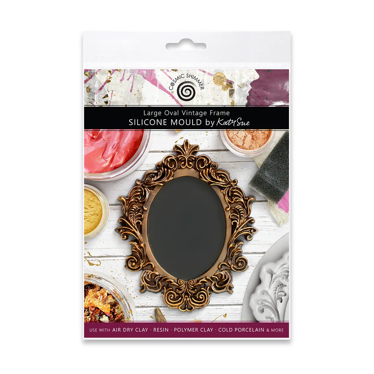 Cosmic Shimmer Large Oval Vintage Frame Silicone Mould 1