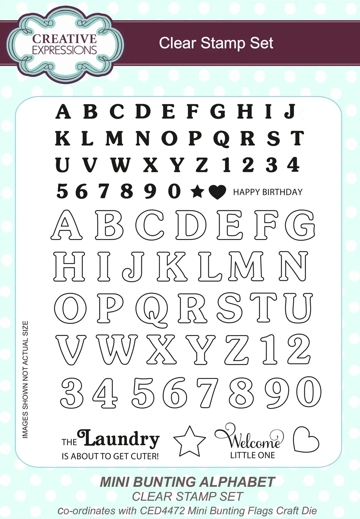 Creative Expressions Sue Wilson Mini Bunting Alphabet 6 In X 8 In Clear Stamp Set 1