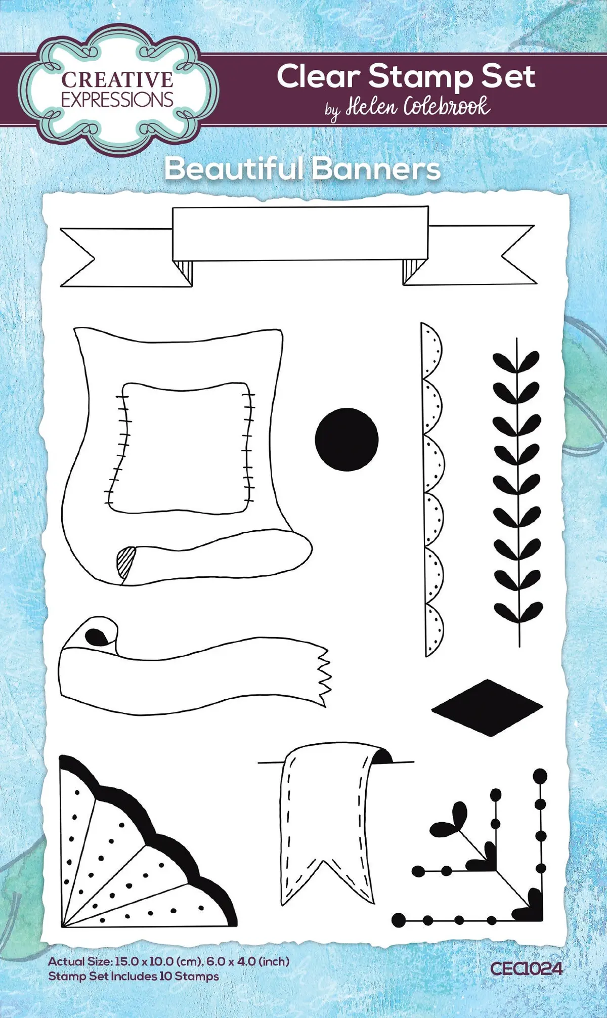 Creative Expressions Helen Colebrook Beautiful Banners 6 In X 4 In Clear Stamp Set 1