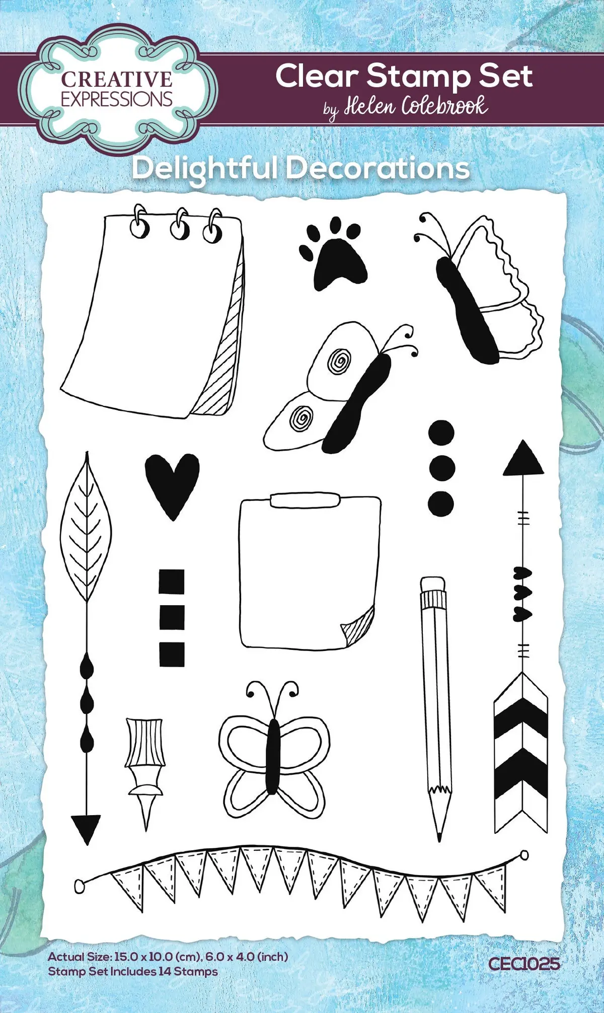 Creative Expressions Helen Colebrook Delightful Decorations 6 In X 4 In Clear Stamp Set 1