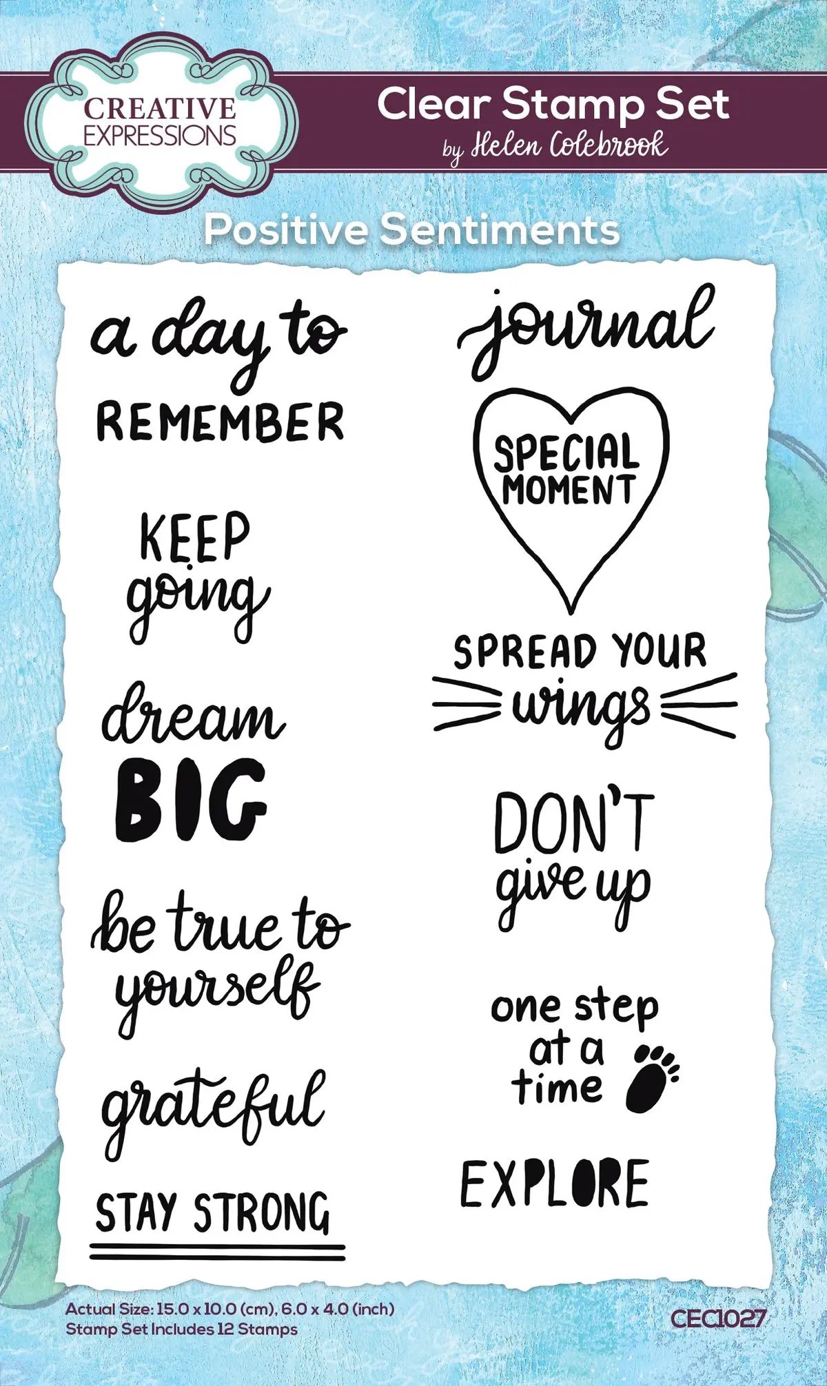 Creative Expressions Helen Colebrook Positive Sentiments 6 In X 4 In Clear Stamp Set 1