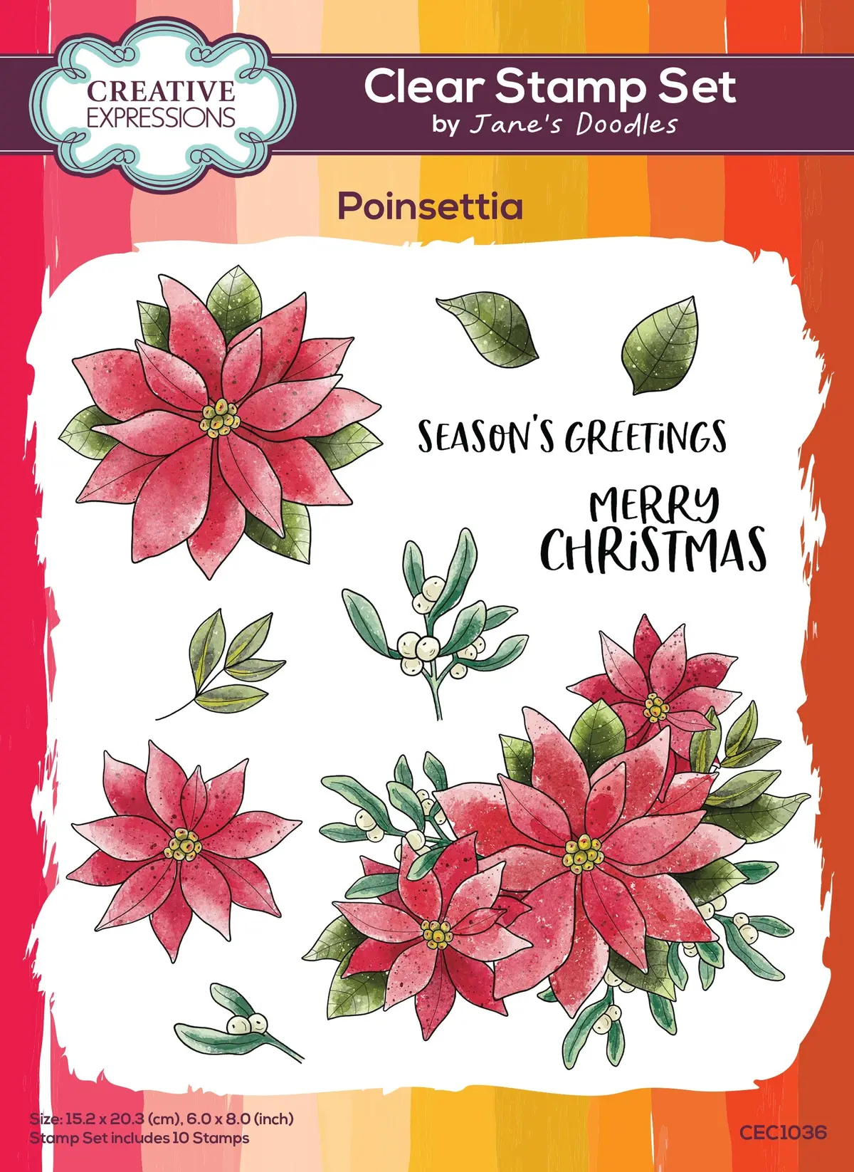 Creative Expressions Jane's Doodles Poinsettia 6 In X 8 In Clear Stamp Set 1