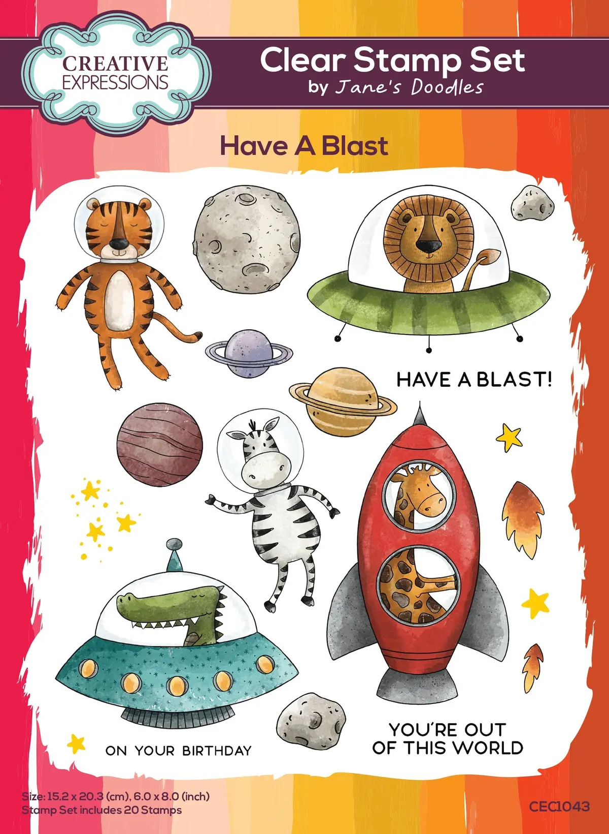 Creative Expressions Jane's Doodles Have A Blast 6 In X 8 In Clear Stamp Set 1