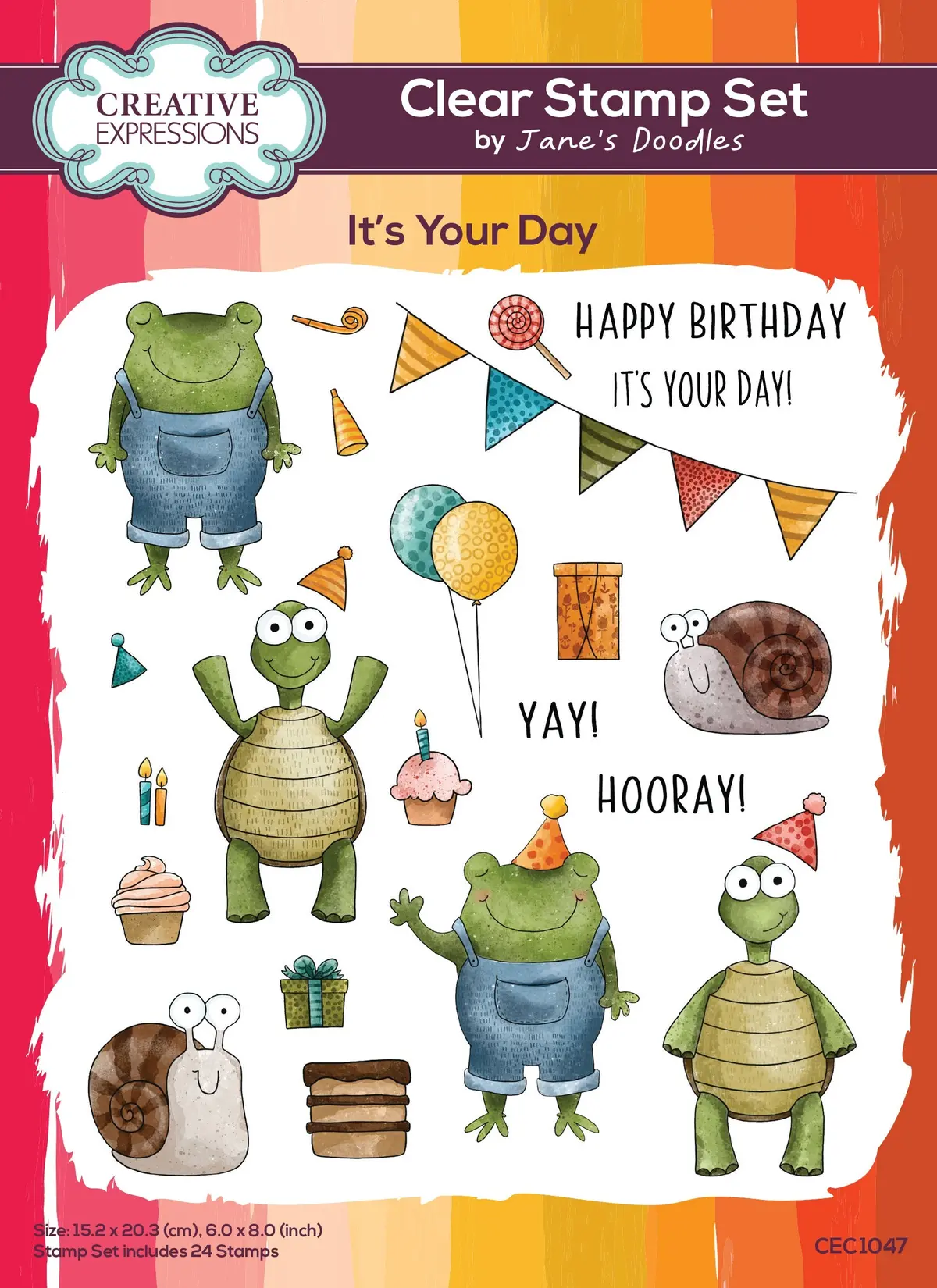 Creative Expressions Jane's Doodles It's Your Day 6 In X 8 In Clear Stamp Set 1