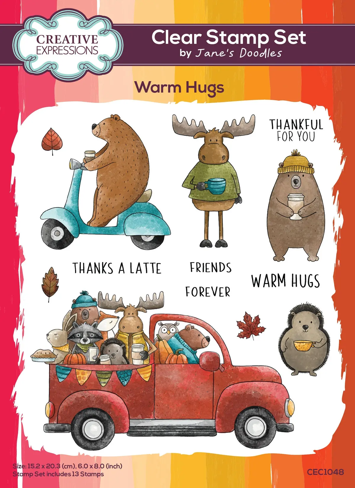 Creative Expressions Jane's Doodles Warm Hugs 6 In X 8 In Clear Stamp Set 1