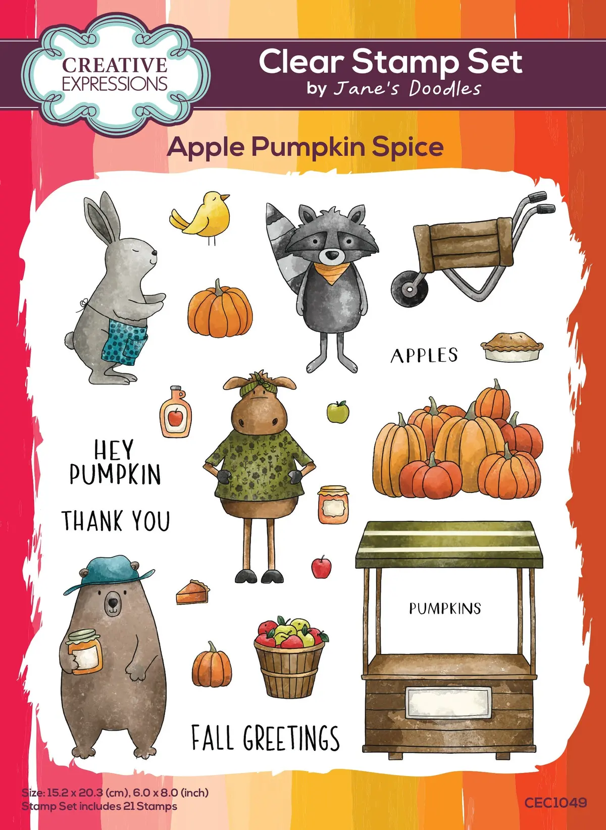 Creative Expressions Jane's Doodles Apple Pumpkin Spice 6 In X 8 In Clear Stamp Set 1