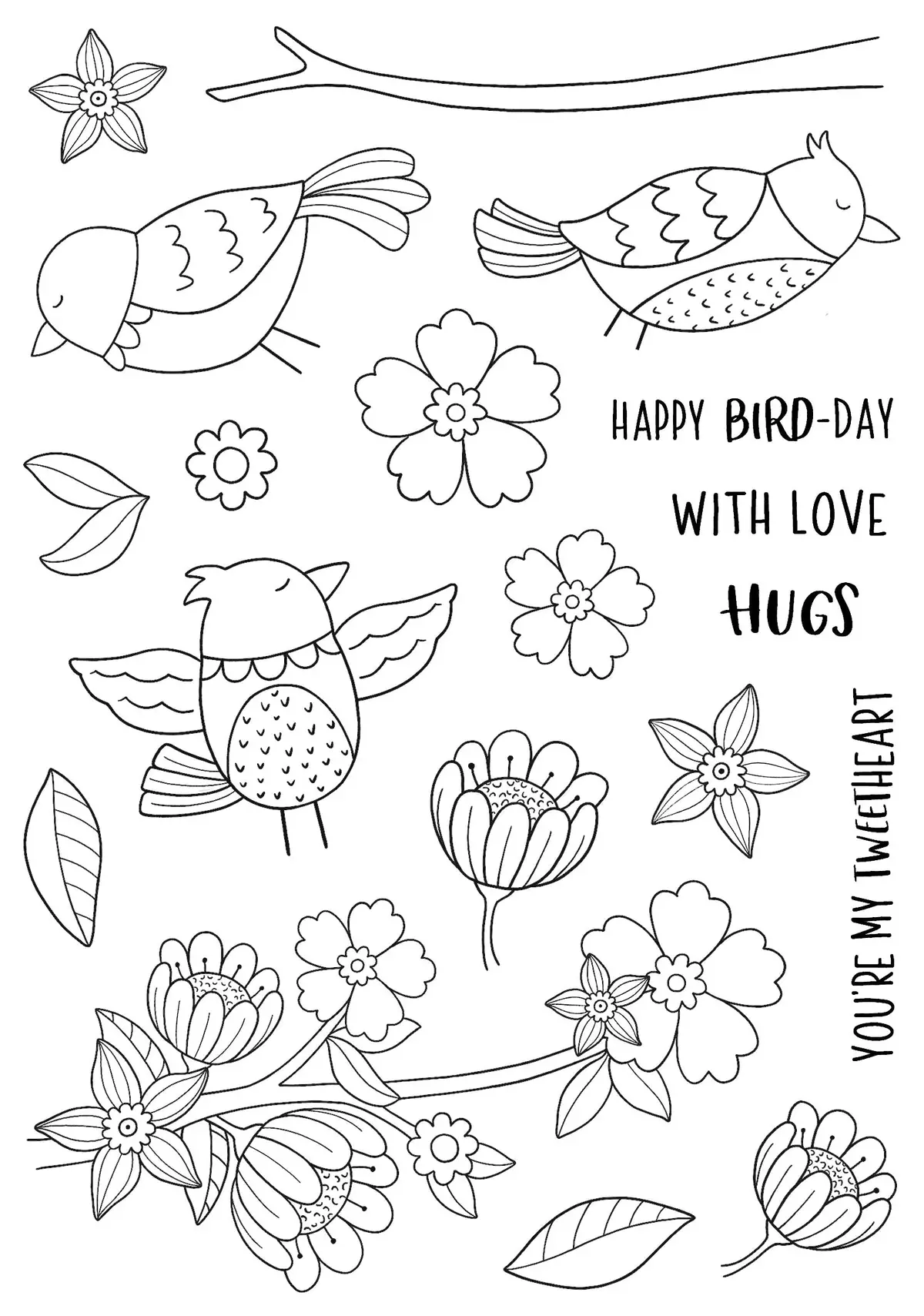 Creative Expressions Jane's Doodles Birdsong Blooms 6 In X 8 In Clear Stamp Set 2