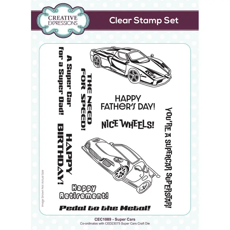 Creative Expressions Super Cars 6 In X 8 In Clear Stamp Set 1