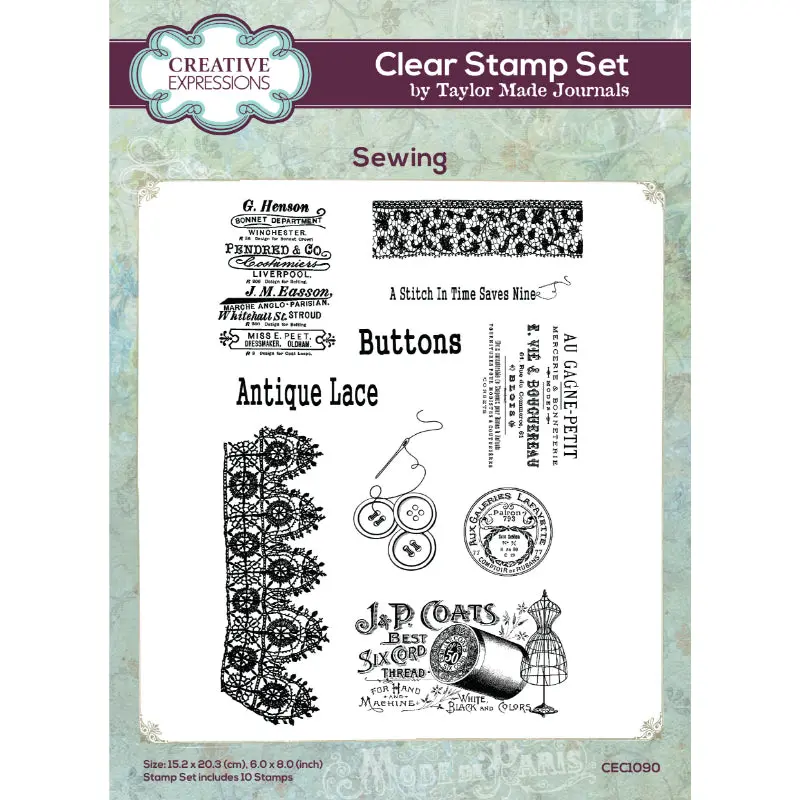 Creative Expressions Taylor Made Journals Sewing 6 In X 8 In Clear Stamp Set 1