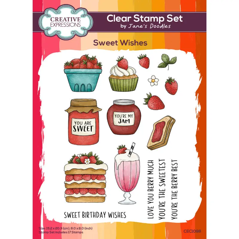 Creative Expressions Jane's Doodles Sweet Wishes 6 In X 8 In Clear Stamp Set 1