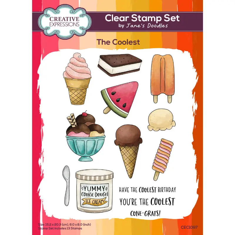 Creative Expressions Jane's Doodles The Coolest 6 In X 8 In Clear Stamp Set 1