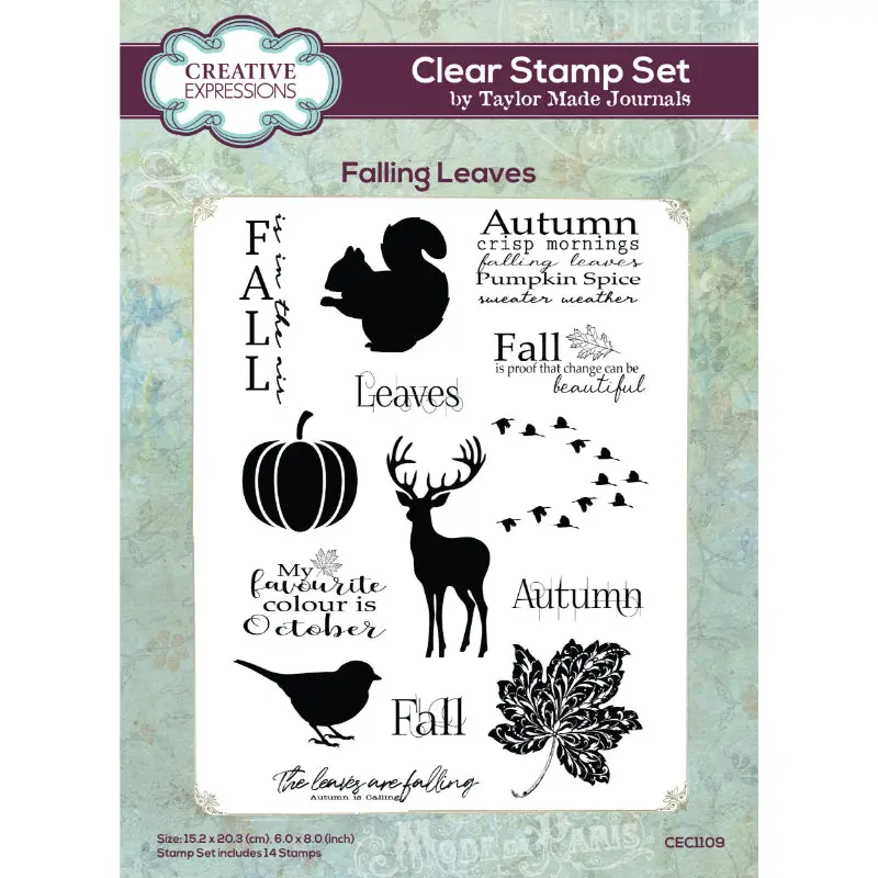 Creative Expressions Taylor Made Journals Fall Favourites 6 In X 8 In Clear Stamp Set 1