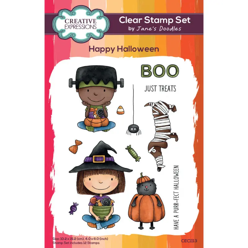 Creative Expressions Jane's Doodles Happy Halloween 4 In X 6 In  Clear Stamp Set 1