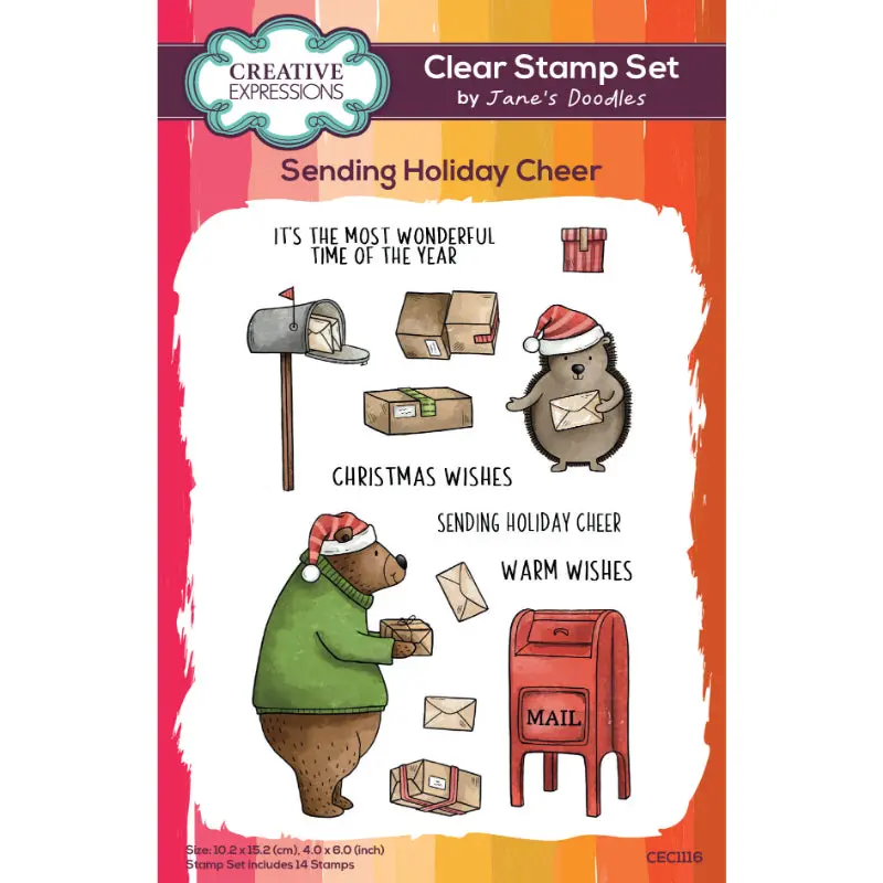 Creative Expressions Jane's Doodles Holiday Cheer 6 In X 8 In Clear Stamp Set 1