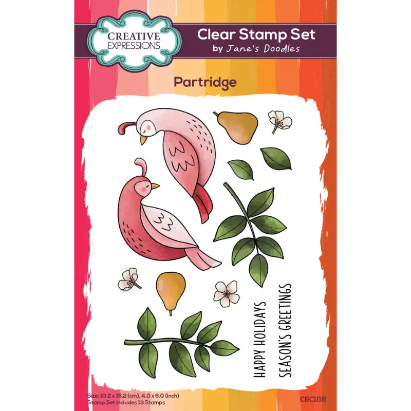 Creative Expressions Jane's Doodles Partridge 4 In X 6 In Clear Stamp Set 1