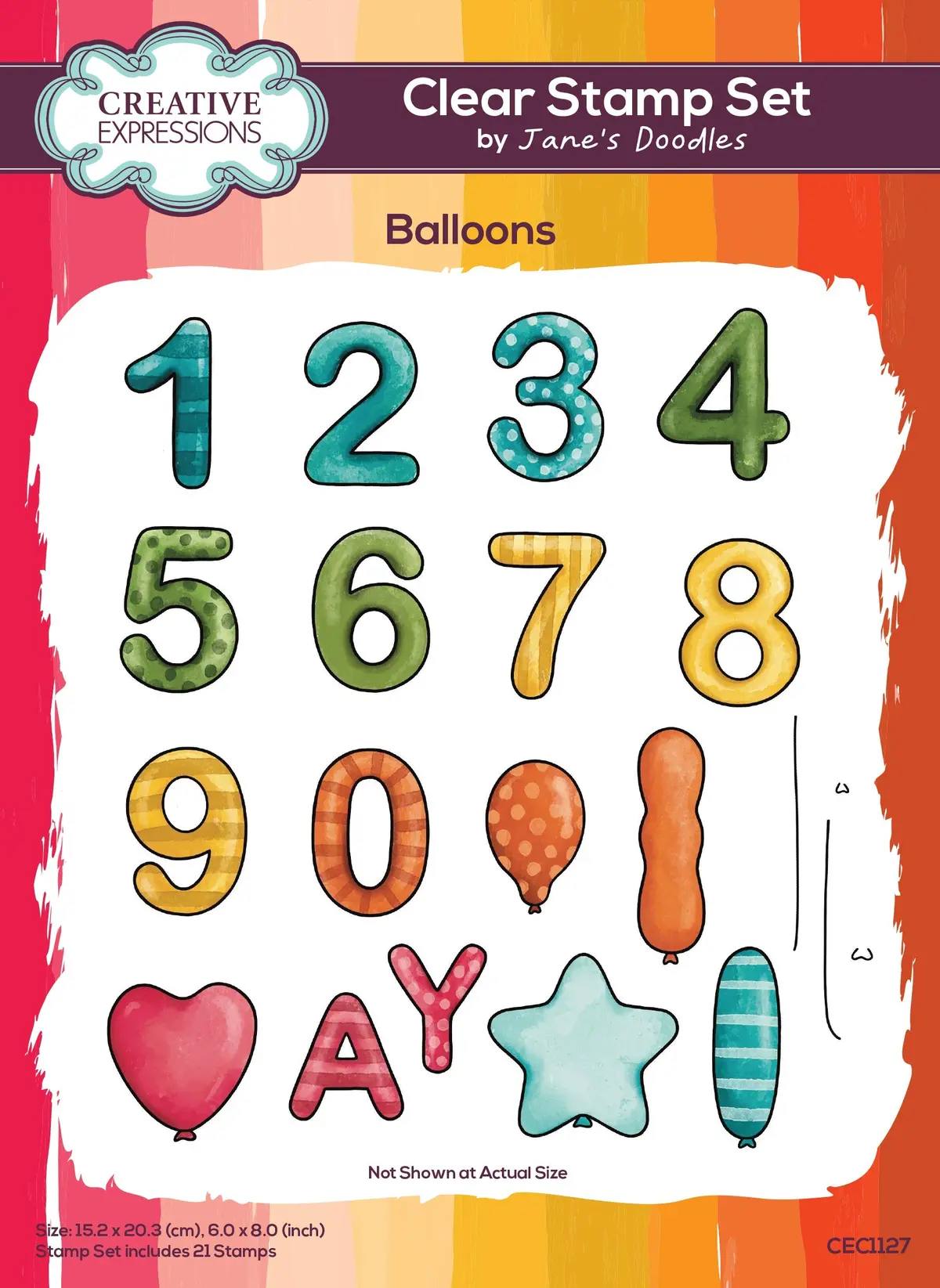 Creative Expressions Jane's Doodles Balloons 6 In X 8 In Clear Stamp Set 1
