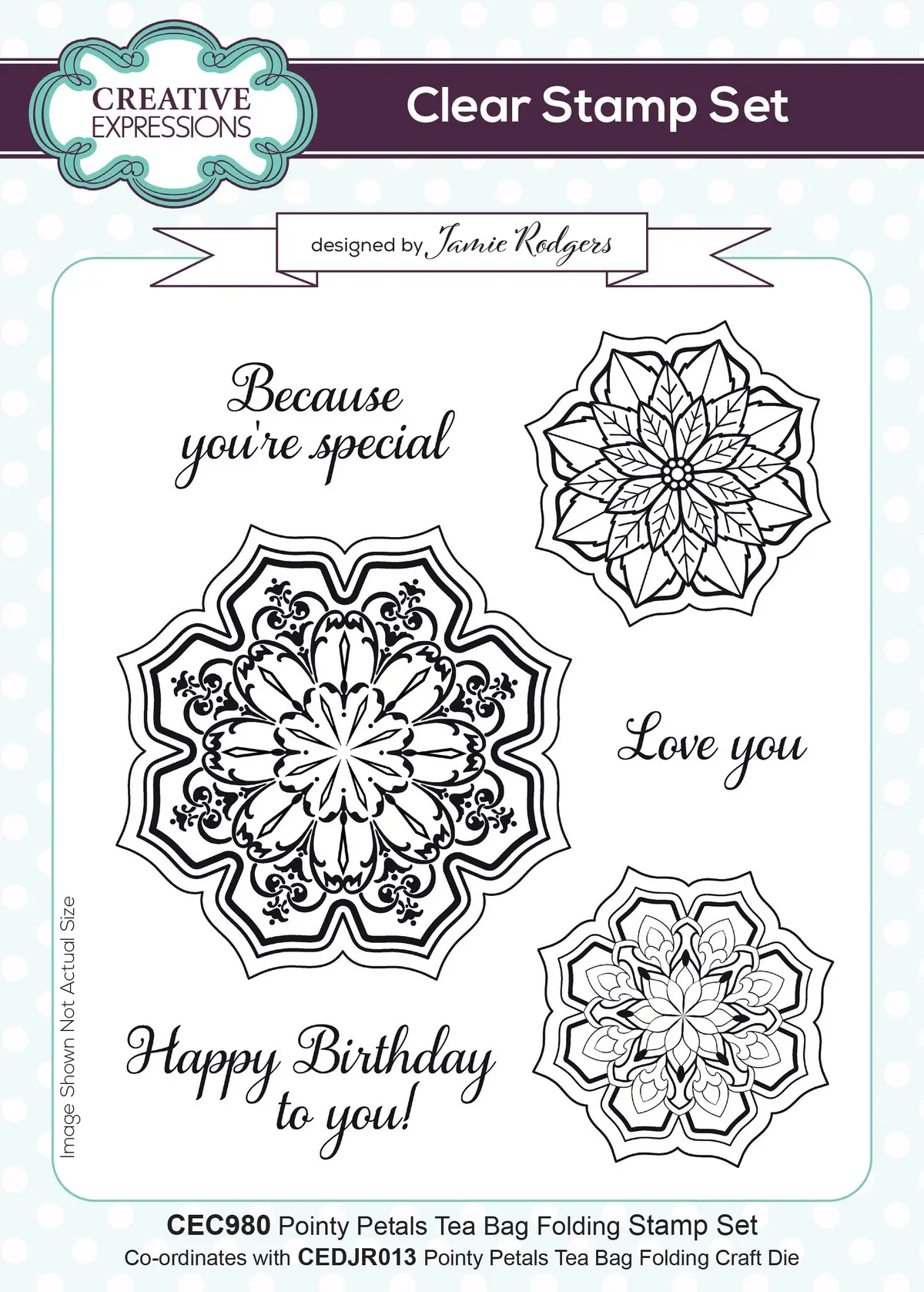 Creative Expressions Jamie Rodgers Pointy Petals Tea Bag Folding 6 In X 8 In Stamp Set 1