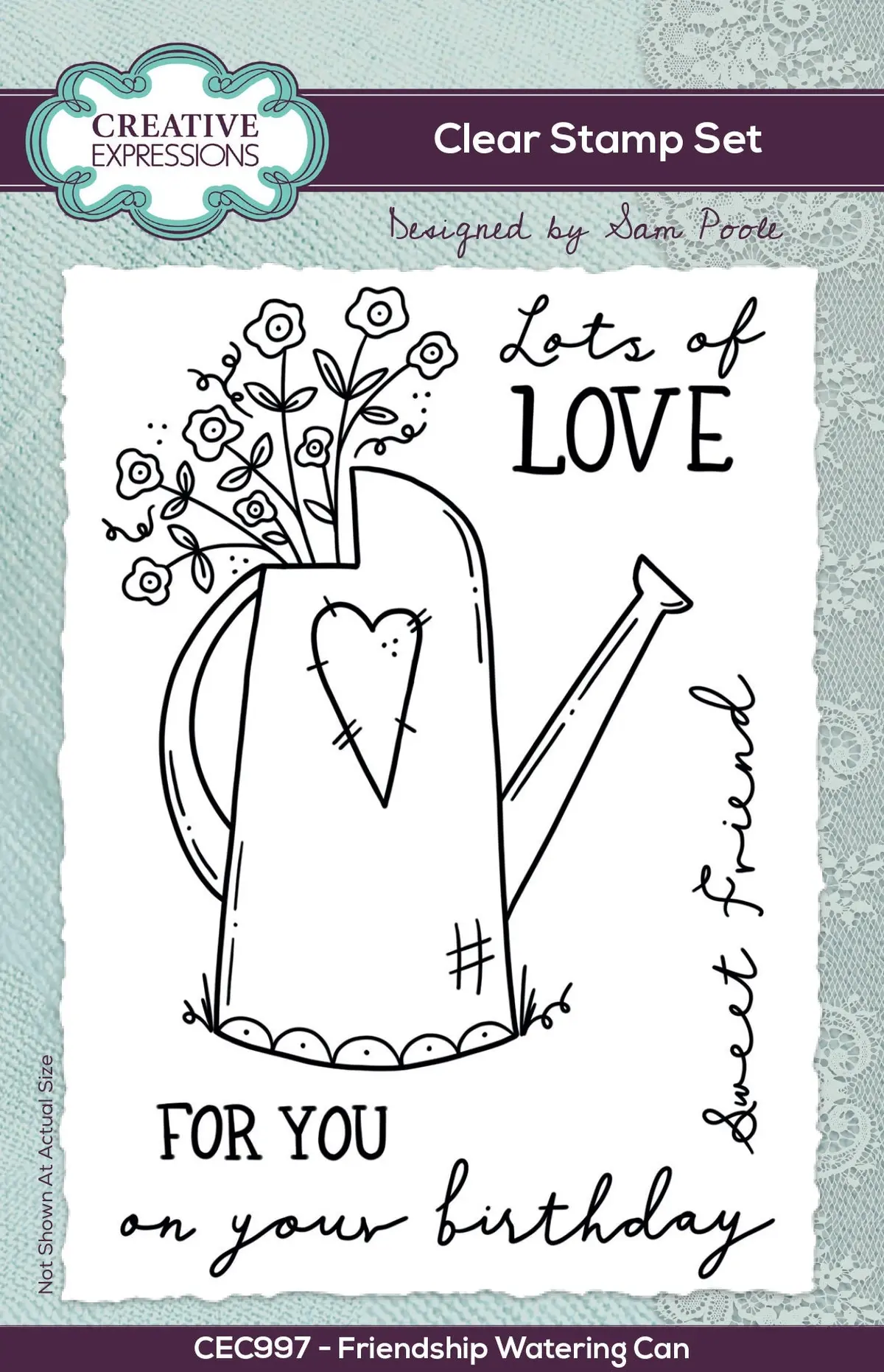Creative Expressions Sam Poole Friendship Watering Can 6 In X 4 In Clear Stamp Set 1