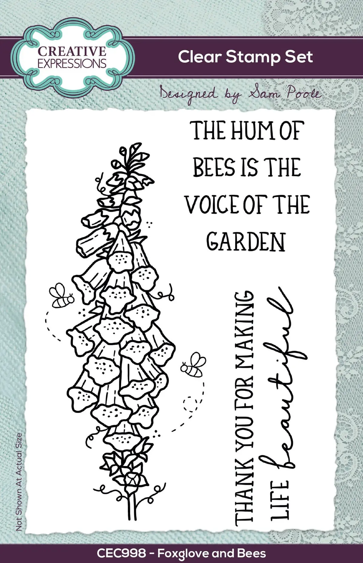 Creative Expressions Sam Poole Foxglove And Bees 6 In X 4 In Clear Stamp Set 1