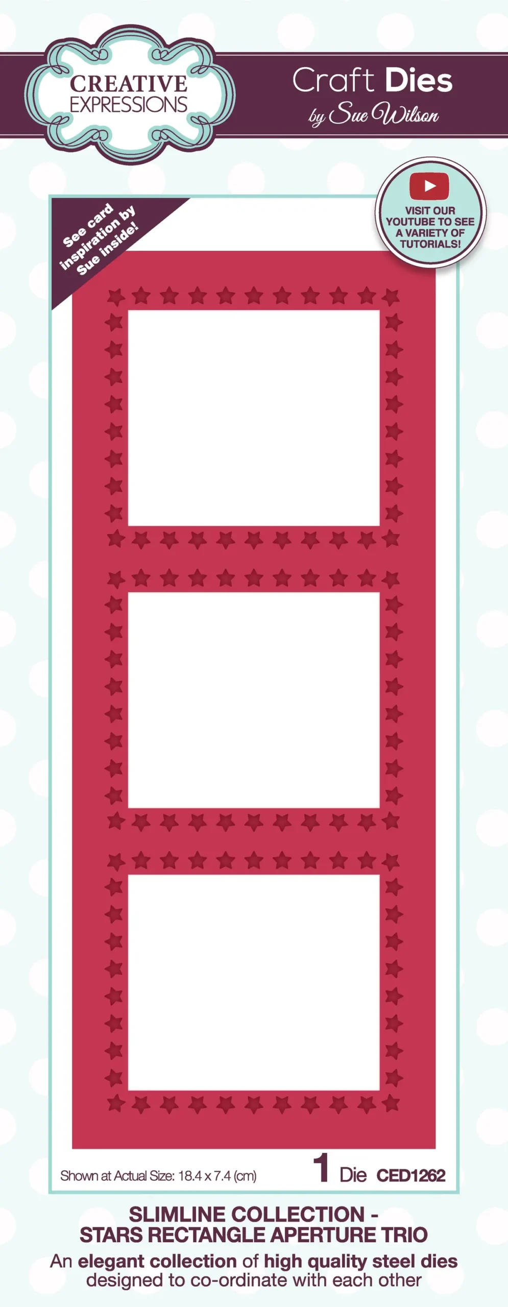 Creative Expressions Sue Wilson Slimline Stars Rectangle Aperture Trio Craft Die 1