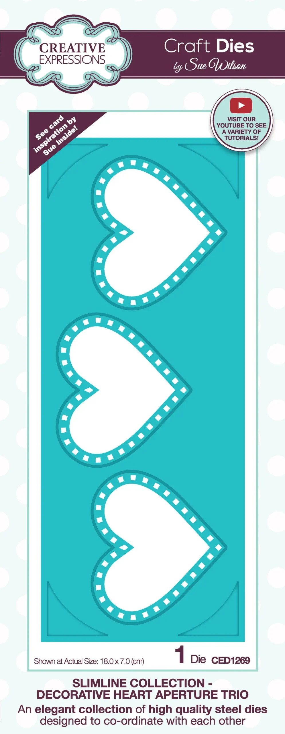 Creative Expressions Sue Wilson Slimline Collection Decorative Heart Aperture Trio Craft Die 1