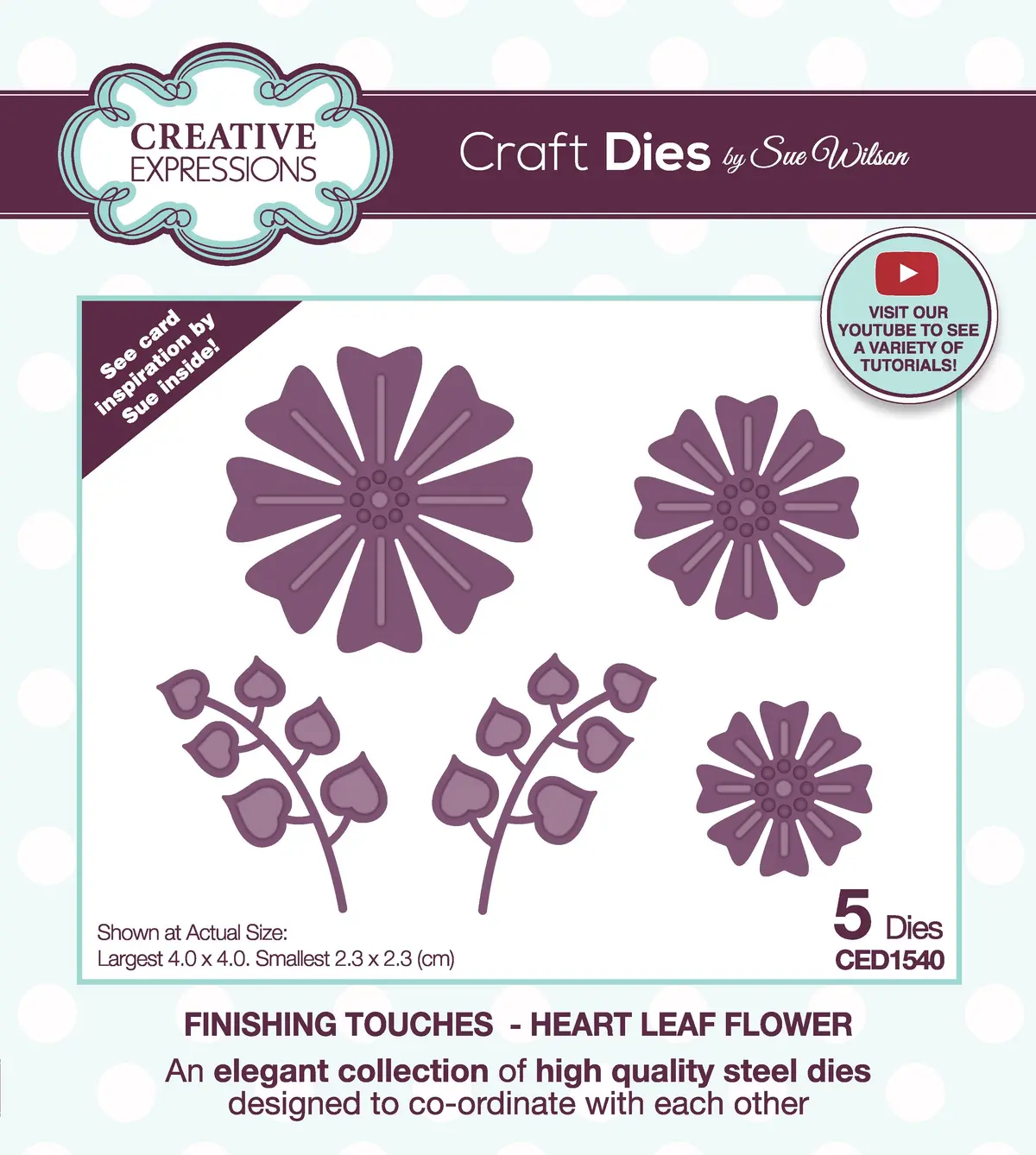 Creative Expressions Sue Wilson Finishing Touches Heart Leaf Flower Craft Die 1