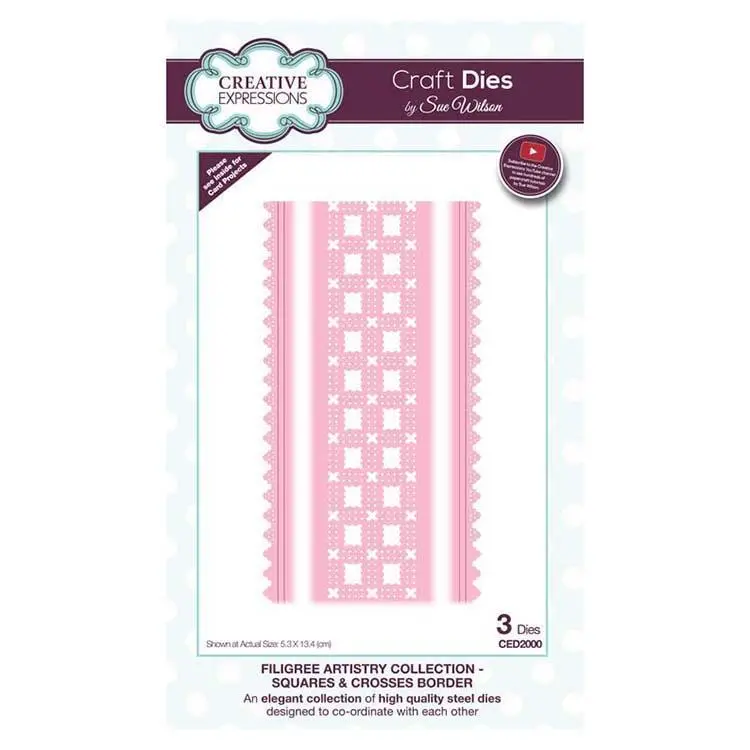 Dies By Sue Wilson Filigree Artistry Collection Squares & Crosses Border 1