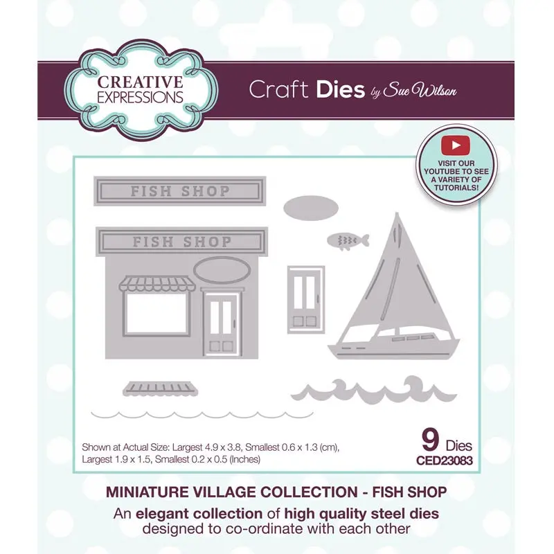 Creative Expressions Sue Wilson Miniature Village Fish Shop Craft Die 1