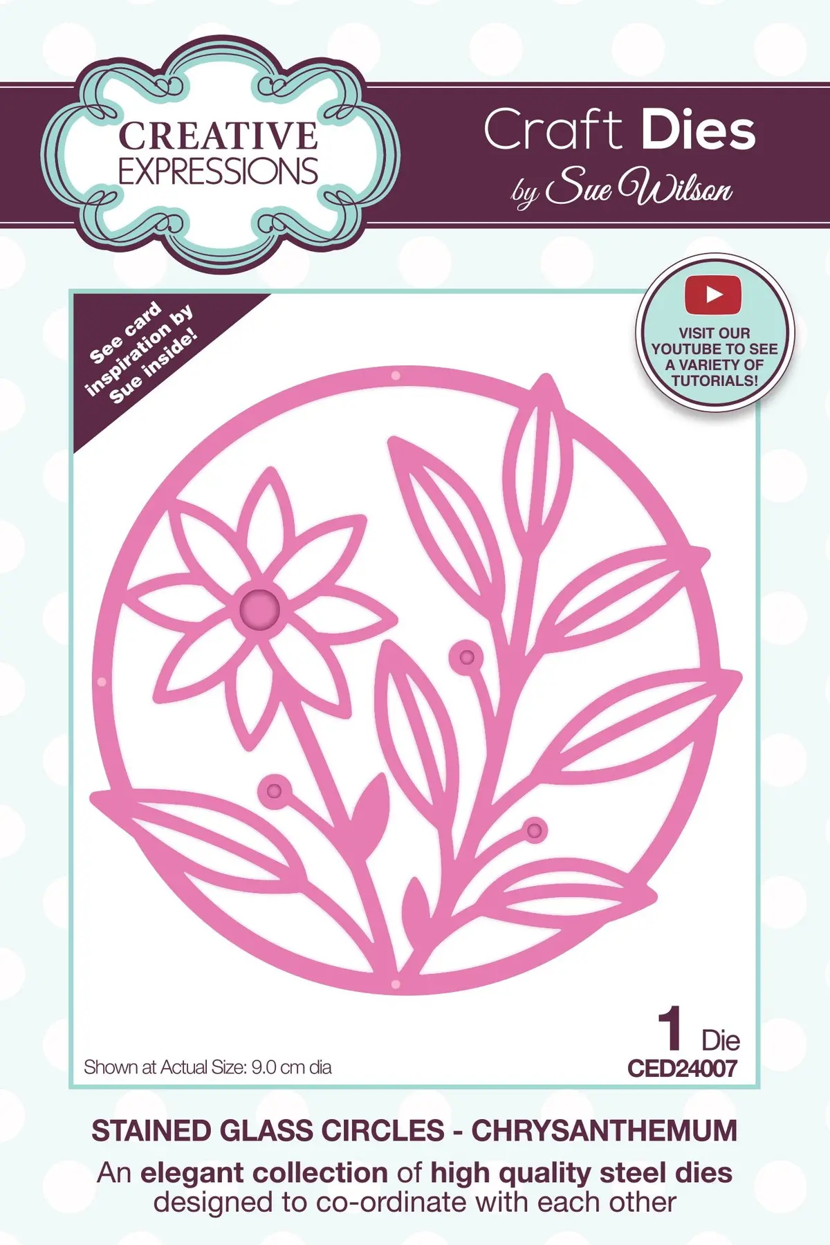 Creative Expressions Sue Wilson Stained Glass Circles Chrysanthemum Craft Die 1