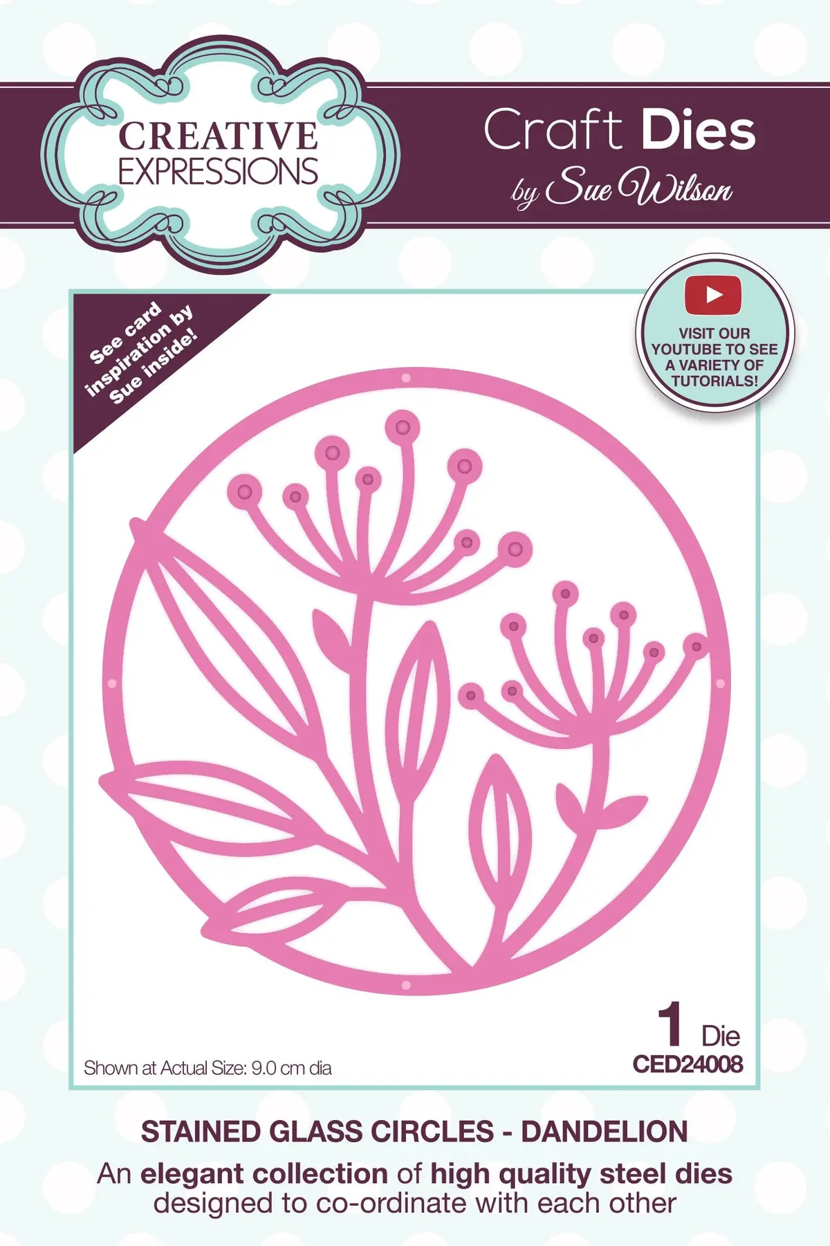Creative Expressions Sue Wilson Stained Glass Circles Dandelion Craft Die 1