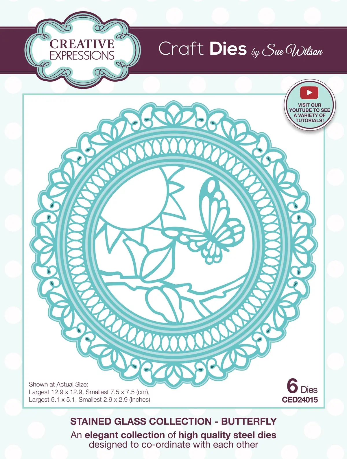 Creative Expressions Sue Wilson Stained Glass Butterfly Craft Die 1
